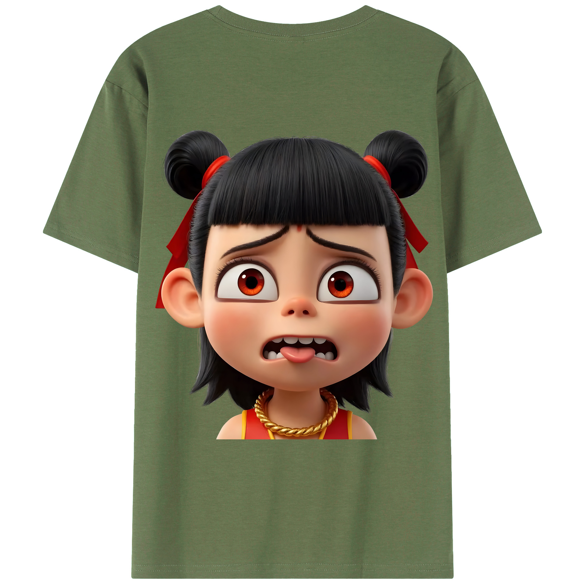 （画像用） Ne Zha 2 ナタ 魔童の大暴れ 綿100％ メンズ半袖Tシャツ（バックプリント） 通気性